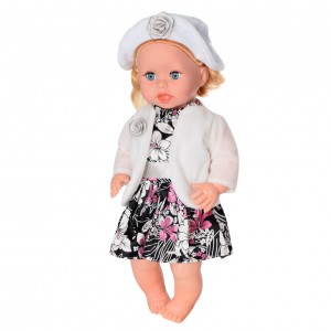 Дитяча лялька Яринка Bambi M 5602 українською мовою (Чорне з білим плаття)