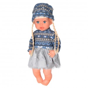 Дитяча лялька Яринка Bambi M 5602 українською мовою (Синє з сірим плаття)