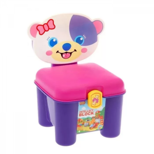 Детский конструктор для малышей (46 деталей) 3166A в чемодане-стульчике (Собачка фиолетовая)