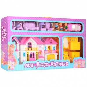 Іграшковий будиночок для ляльок WD-922 з меблями і машинкою (Жовтий)