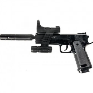 УЦЕНКА!!! Страйкбольный пистолет "Beretta 92 с глушителем и лазарным прицелом" Galaxy G053A-UC