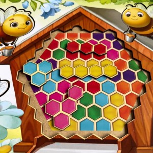 Дерев'яний пазл-вкладиш "Веселі бджілки" Ubumblebees (ПСД165) PSD165 сортер-тетріс