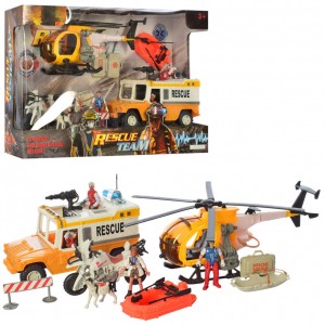 Детский игровой набор спасателей F120-18 с джипом и вертолетом