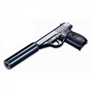 Детский пистолет на пульках "Копия Walther PPS c глушителем" Galaxy G3A Металл, черный