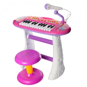 Детский синтезатор на ножках BB383BD со стульчиком (Розовый)