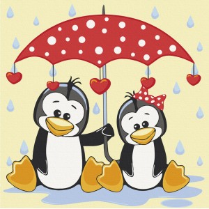 Картина по номерам. Art Craft "Пингвины под зонтиком" 30х30 см 15543-AC