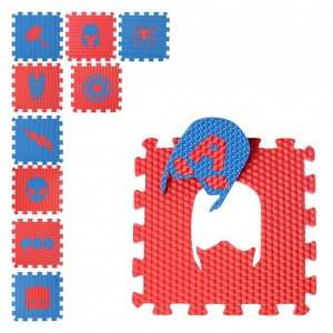 Коврик мозаика Супергерои Limo Toy M 6251, 10 пазлов (Красный)
