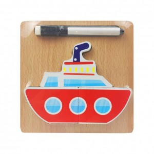 Деревянная игрушка Пазлы MD 2525 маркер, досточка для рисования (Корабль)