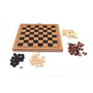 Дерев'яні Шахи S3023 з шашками і нардами