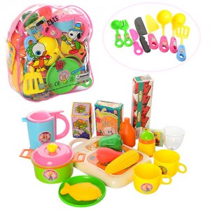 Детская игровая посуда с продуктами 9953 в рюкзаке