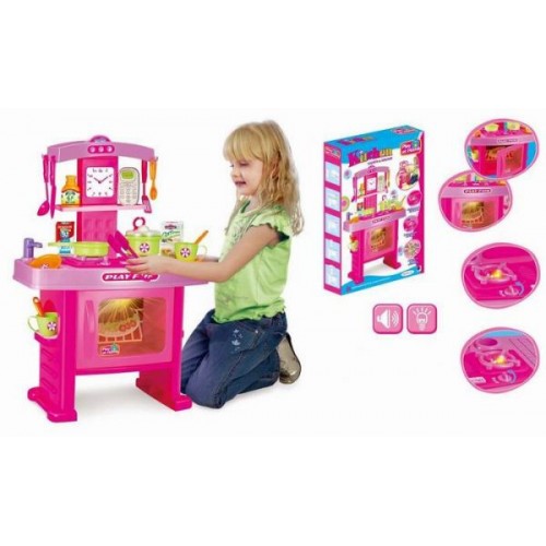 Детская игрушечная кухня с плитой и духовкой 661-51 аксессуары в комплекте