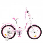 Велосипед детский PROF1 Y1825-1 18 дюймов, бело-розовый