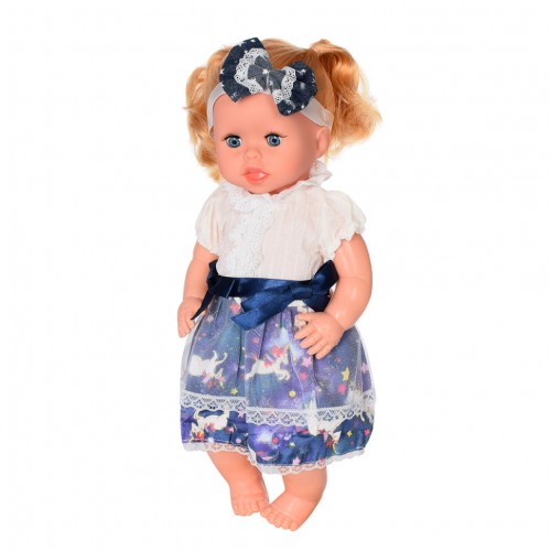 Детская кукла Яринка Bambi M 5603 на украинском языке (Синее с белым платье)