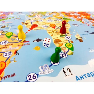 Детская настольная игра - ходилка "Путешествуем по миру" 127914 на  укр. языке