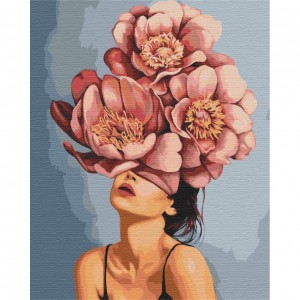 Картина по номерам "Девушка в цветущем пионе" Brushme BS51368 40х50 см