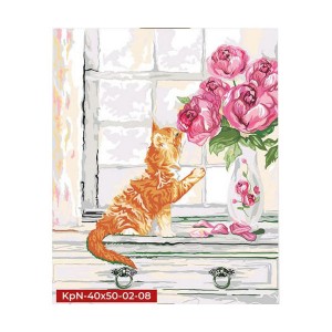 Картина по номерам "Кот с цветами" Danko Toys KpNe-40х50-02-08 40x50 см