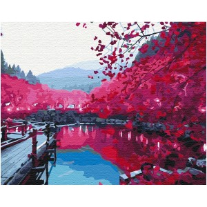 Картина по номерам "Сакура у озера" Brushme BS5698 40х50 см