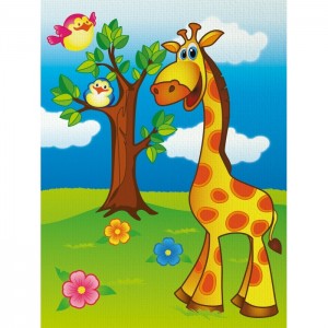 Роспись по холсту.  "Весёлый жирафик" 7100/1, 18х24 см