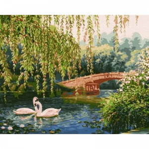 Картина по номерам "Лебеди на озере" ★★★★★