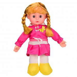Кукла музыкальная мягконабивная LY3001-5-6-7 на Английском 29см (Розовий)