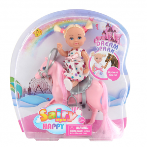Кукла типа Барби малышка на пони DEFA 8410 3 вида (Розовый)
