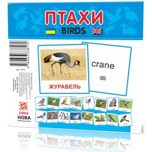 Развивающие карточки "Птицы" (110х110 мм) 72753 на укр./англ. языке