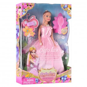 Дитяча лялька "Принцеса" DEFA Bambi 8063 з гребінцем та сумочкою (Рожевий)