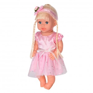 Дитяча лялька Яринка Bambi M 5603 українською мовою (Рожеве плаття з бісером)