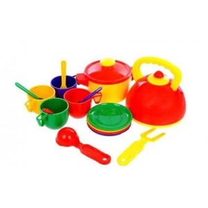 Дитячий ігровий набір посуду з чайником і каструлею 70316, 16 предметів