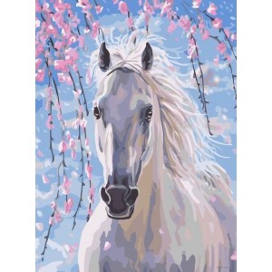 Картина по номерам. Brushme "Лошадь в цветах сакуры" GX8528, 40х50 см