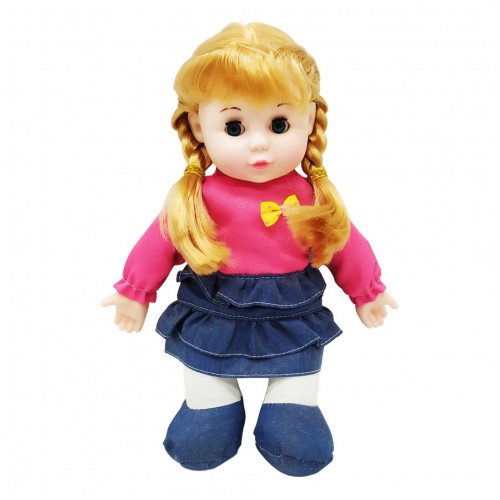 Кукла музыкальная мягконабивная LY3001-5-6-7 на Английском 29см (Сине-Розовый)