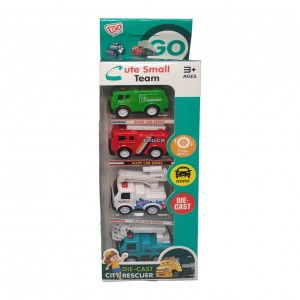 Набор игрушечных машинок JM52252, 4 машинки в наборе, коробка 9,1*4,2*26,8см (Красно-зеленый)