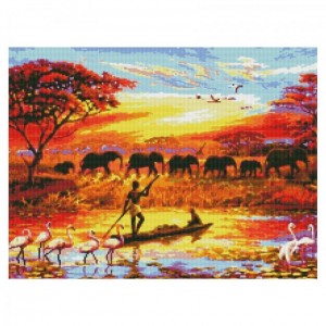 Алмазна мозаїка "Життя Африки" Strateg HA0002 50х60 см