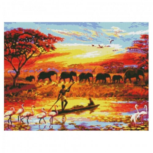 Алмазная мозаика "Жизнь Африки" Strateg HA0002 50х60 см
