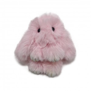 Брелок хутряний кролик середній 15 см BR1063 (Рожевий)
