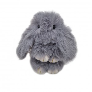 Брелок хутряний кролик середній 15 см BR1063 (Сірий)
