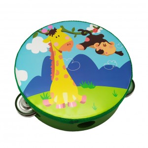 Деревянная игрушка Бубен MD 0367-19-30 диаметр 15 см (Жираф и обезьяна)