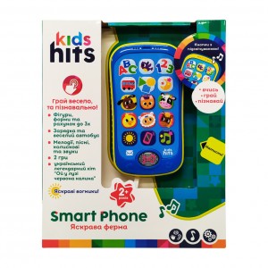 Детский музыкальный телефон "Kids Hits" Bambi KH03-003 на украинском языке  (Синий)