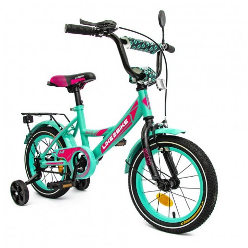 Велосипед детский 2-х колесный14'' 211402 Like2bike Sky, бирюзовый, рама сталь, со звонком