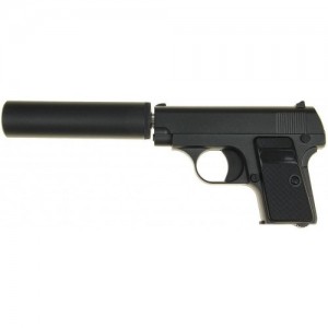Детский пистолет на пульках "COLT25 с глушителем" Galaxy G1A Металл, черный
