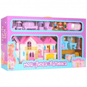 Іграшковий будиночок для ляльок WD-922 з меблями і машинкою (Блакитний)